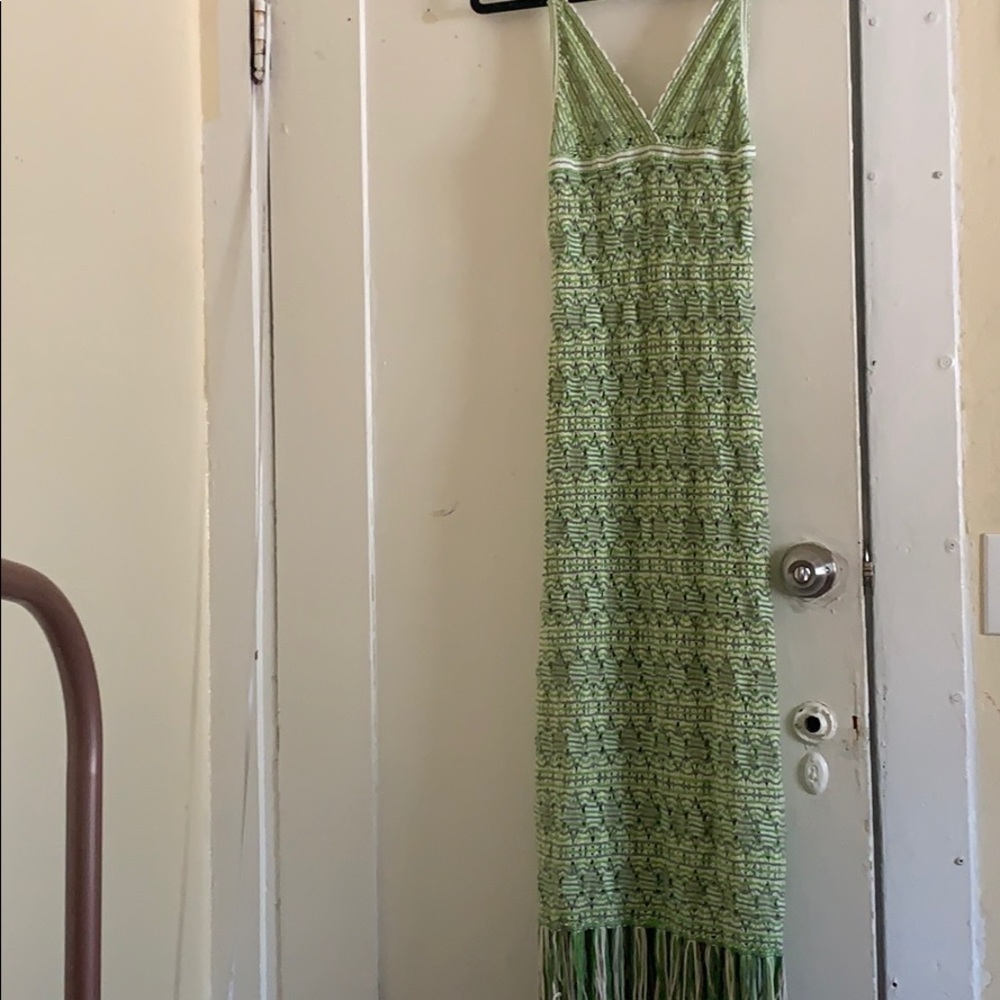 Long green knitted dress